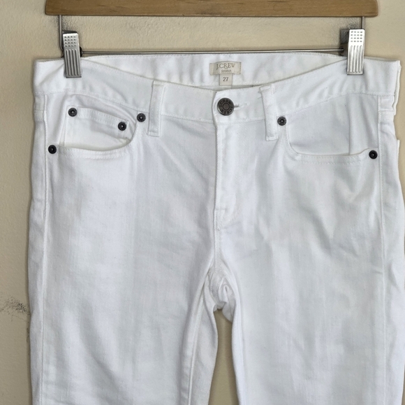 J. Crew Factory | White Cropped Ankle Skinny Jeans with Navy Stripe Hem Size 27 - Picture 3 of 5